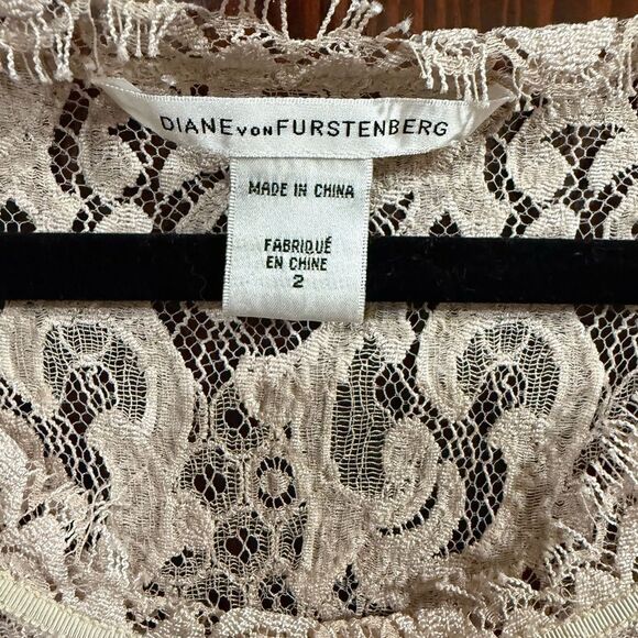 Diane Von Furstenberg Lace Midi Dress in Cream - Picture 2 of 6